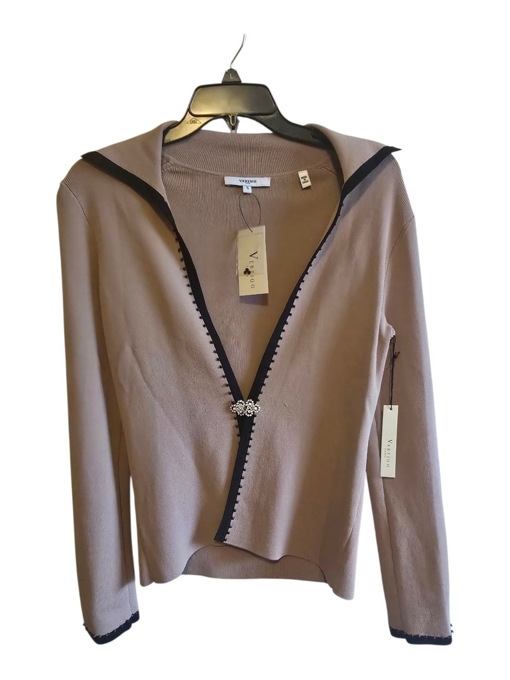 Vertigo Paris Beaded Caramel & Black Cardigan – NWT